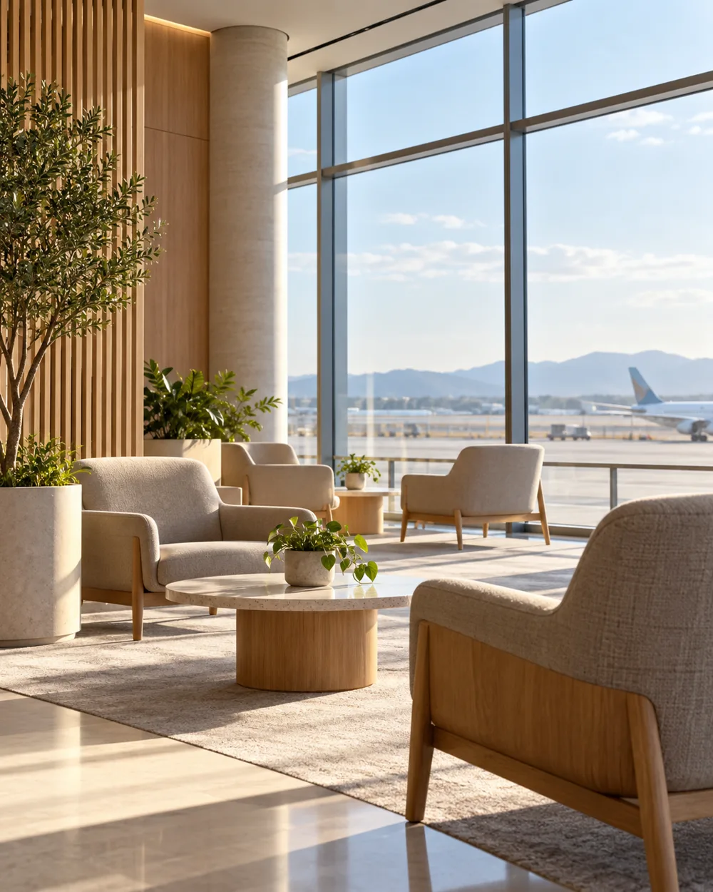 A calm, softly lit space with comfortable seating